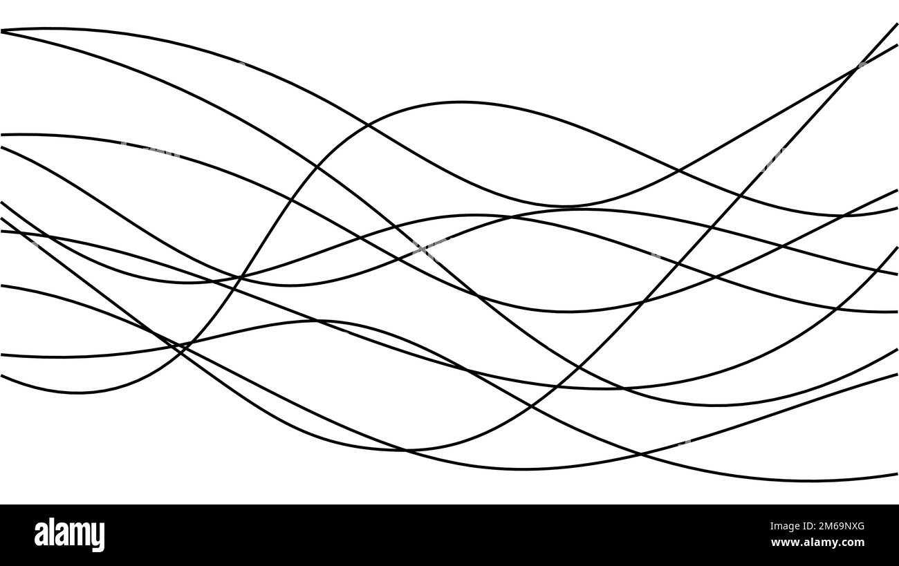 Line-Wave-Sound-Kritzelei, grafischer Strichenergie-Hintergrundfluss zufällig Stock Vektor