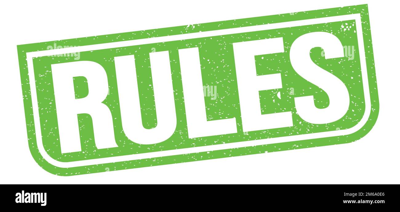 REGELTEXT auf grünem Stempelschild. Stockfoto