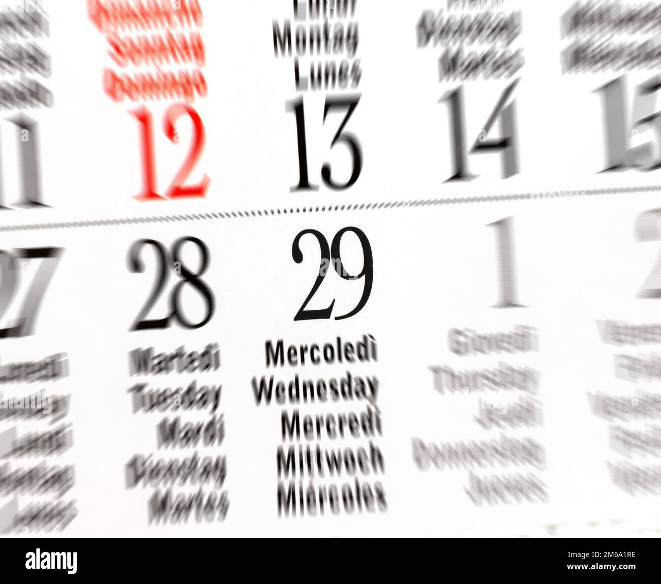 Kalender mit Schaltjahr, Februar Stockfoto