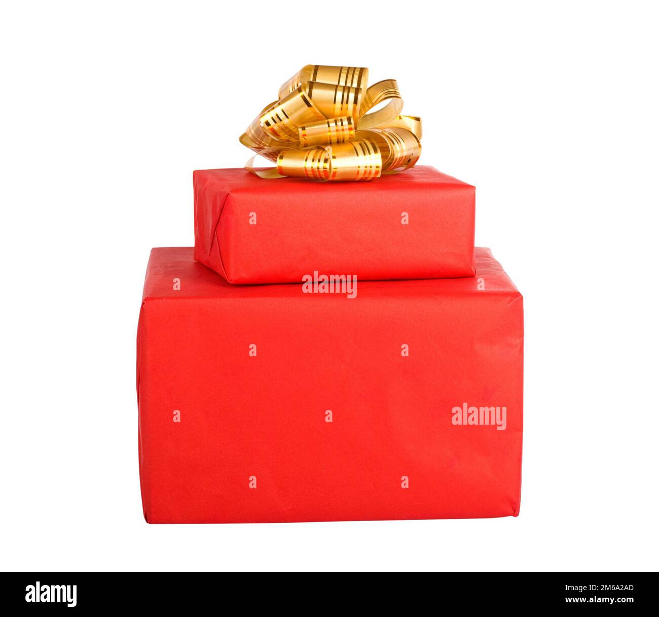 Urlaub Geschenk-Box mit Band isoliert auf weißem Hintergrund dekoriert. Stockfoto