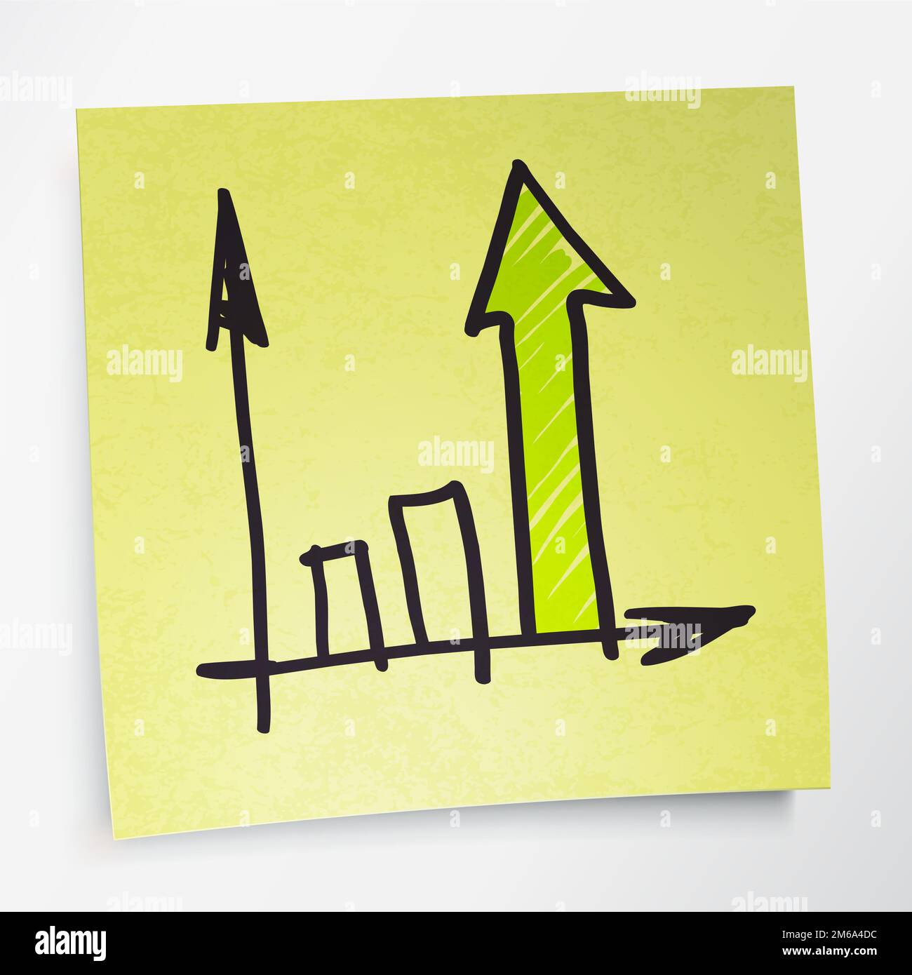 Erfolgreiche Business-Grafik auf dem gelben klebrigen Papier. Vektor-Illustration. EPS10. Stockfoto