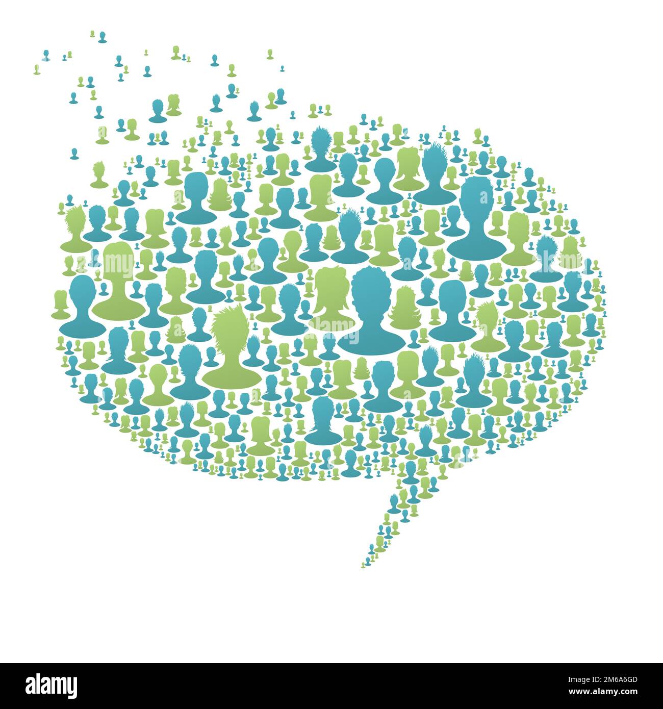 Sprechblase, zusammengesetzt aus vielen Menschen-Silhouetten. Soziale Netzwerk-Konzept, Vektor, EPS8 Stockfoto