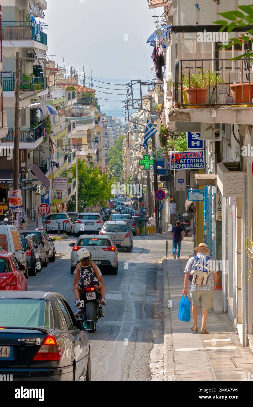 Steile Straße;Thessaloniki Griechenland Stockfoto