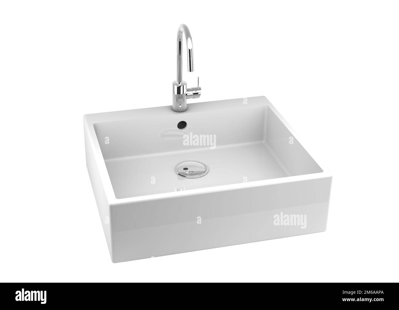 Küchenspüle auf weiß Stockfoto