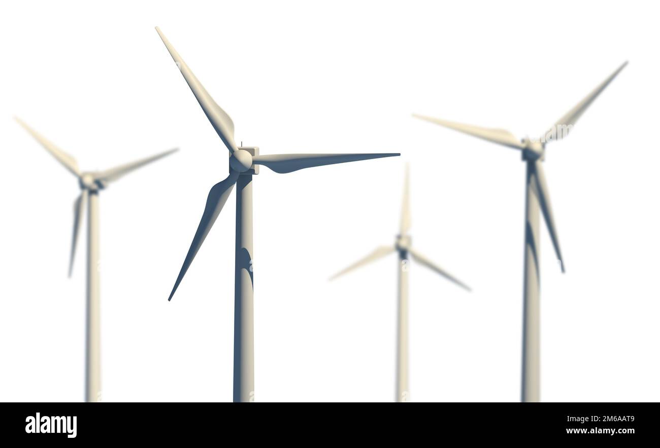 Grüne Stromquelle (Windturbinen) Stockfoto