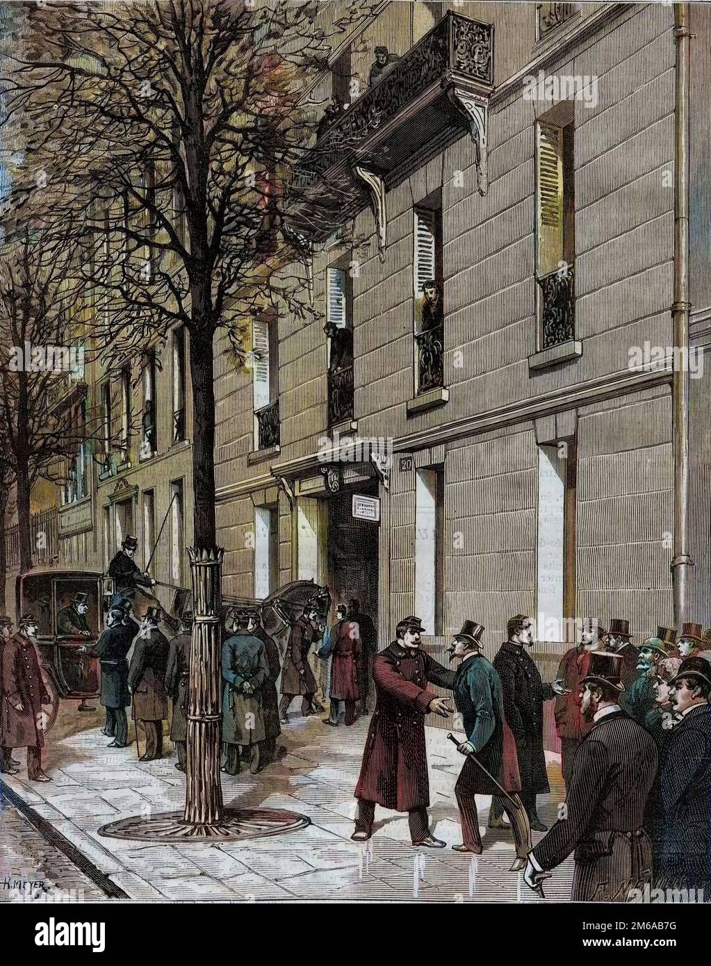 Verhaftung en 1883 de Jerome Bonaparte dit Plon-Plon (Plonplon) (1822-1891) (Napoleon-Jerome Bonaparte ou Prince Jerome Napoleon), fils de Jerome Bonaparte (1784-1860) — Stockfoto