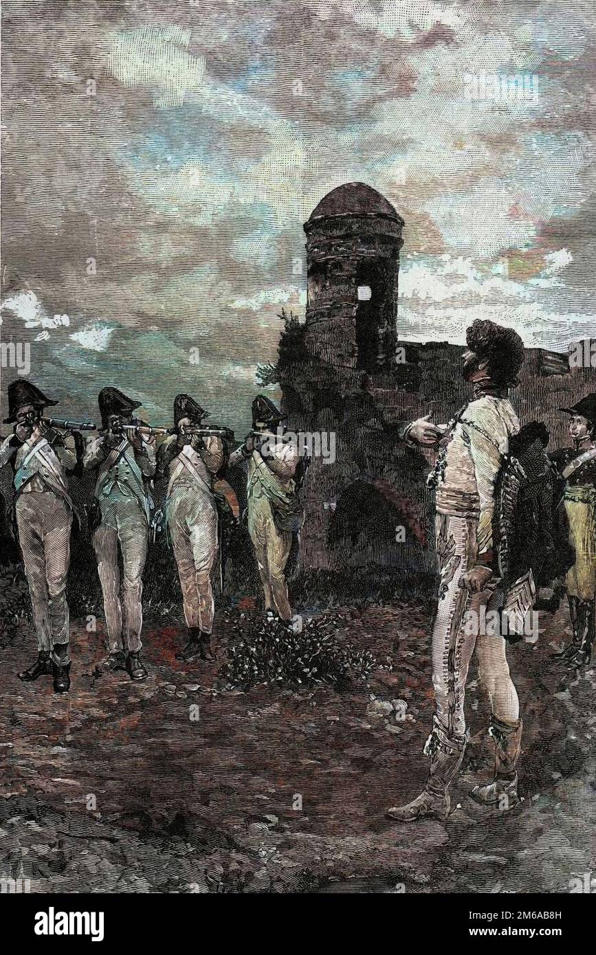 Execution de Joachim Murat (1767-1815), Marechal de France et ROI de Naples en 1815. Stockfoto