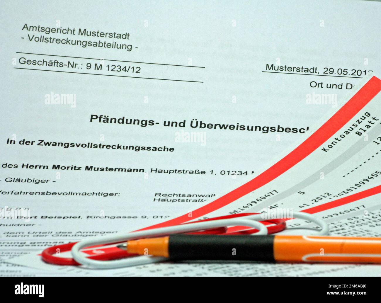 Befreiung vom Ausführungskonto 001 Stockfoto