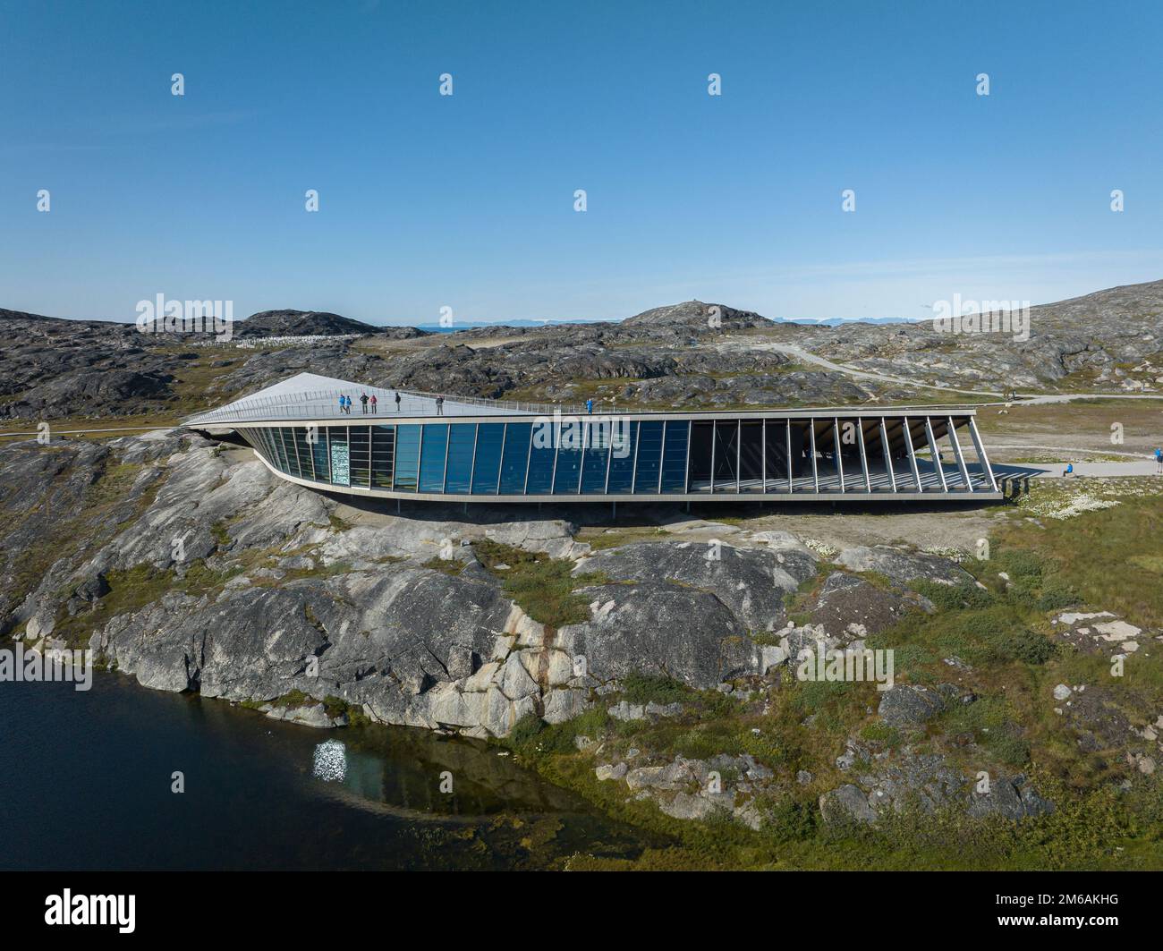 Ilulissat Isfjordscenter aus der Vogelperspektive Stockfoto