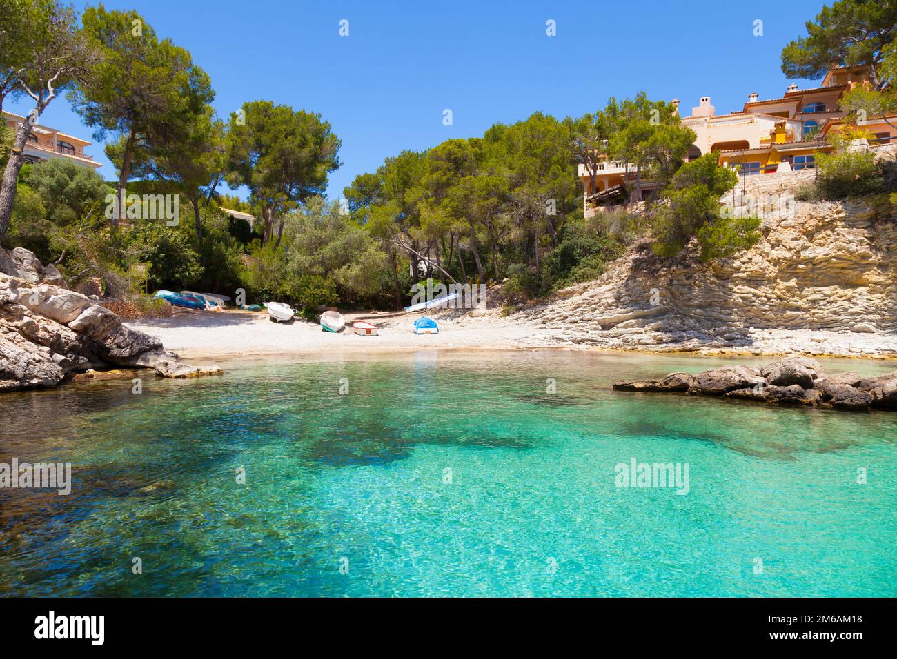 Blick auf Cala Fornells in Paguera, Mallorca Stockfoto