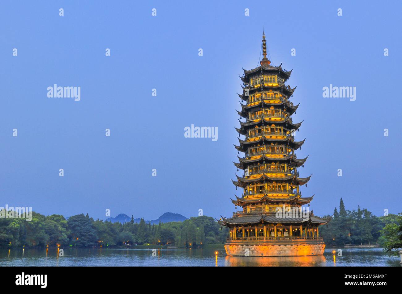 Guillin China Sieben-Sterne-Park und Karst rockt Yangshuo Stockfoto