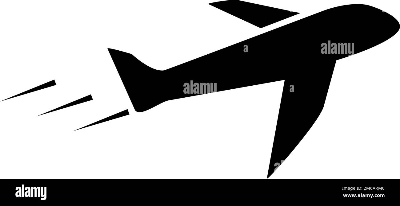 Symbol eines Flugzeugs, das abhebt. Abfahrt. Bearbeitbarer Vektor. Stock Vektor