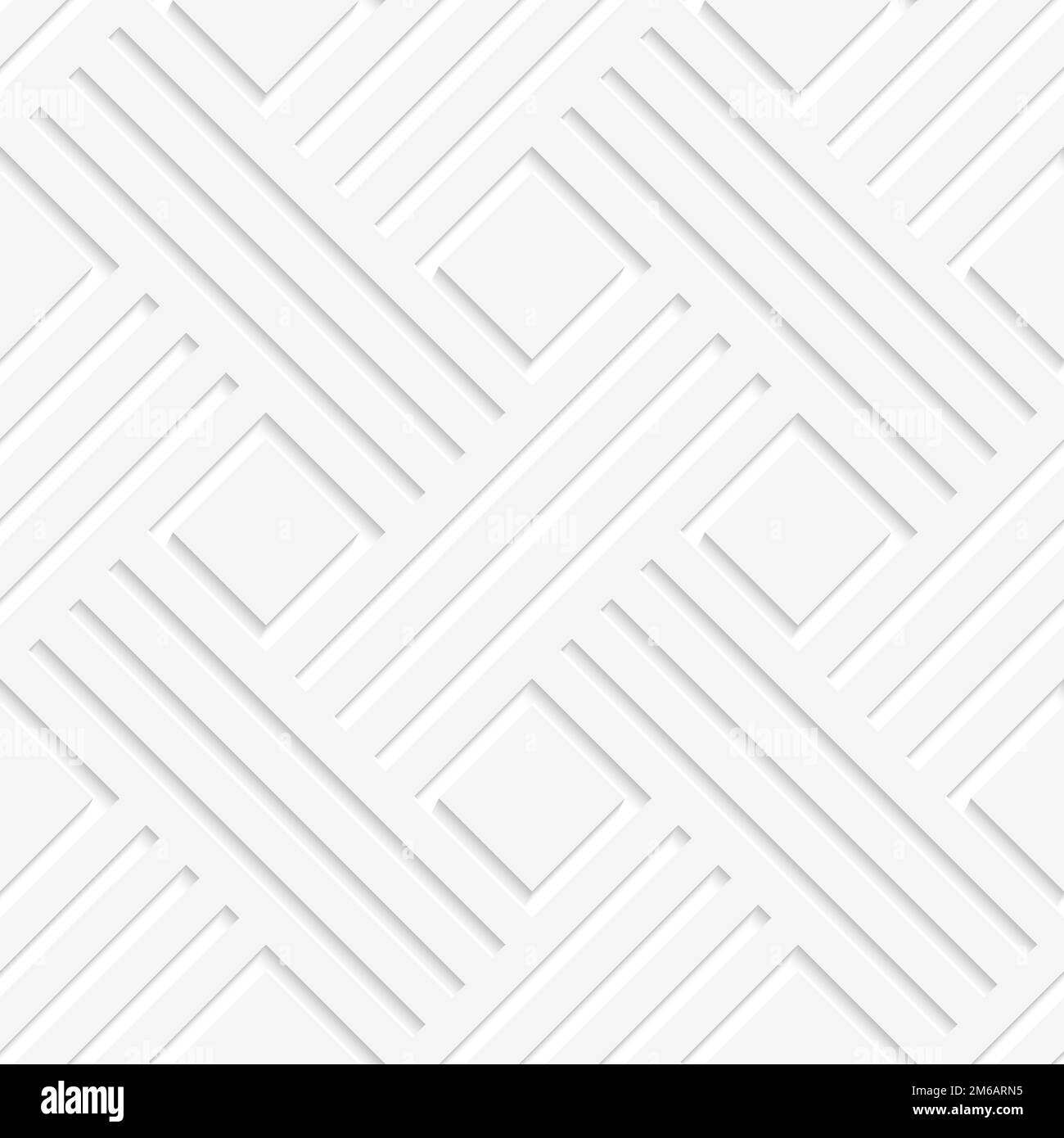 Nahtlos weiße gekreuzte Linien und Quadrate Stockfoto