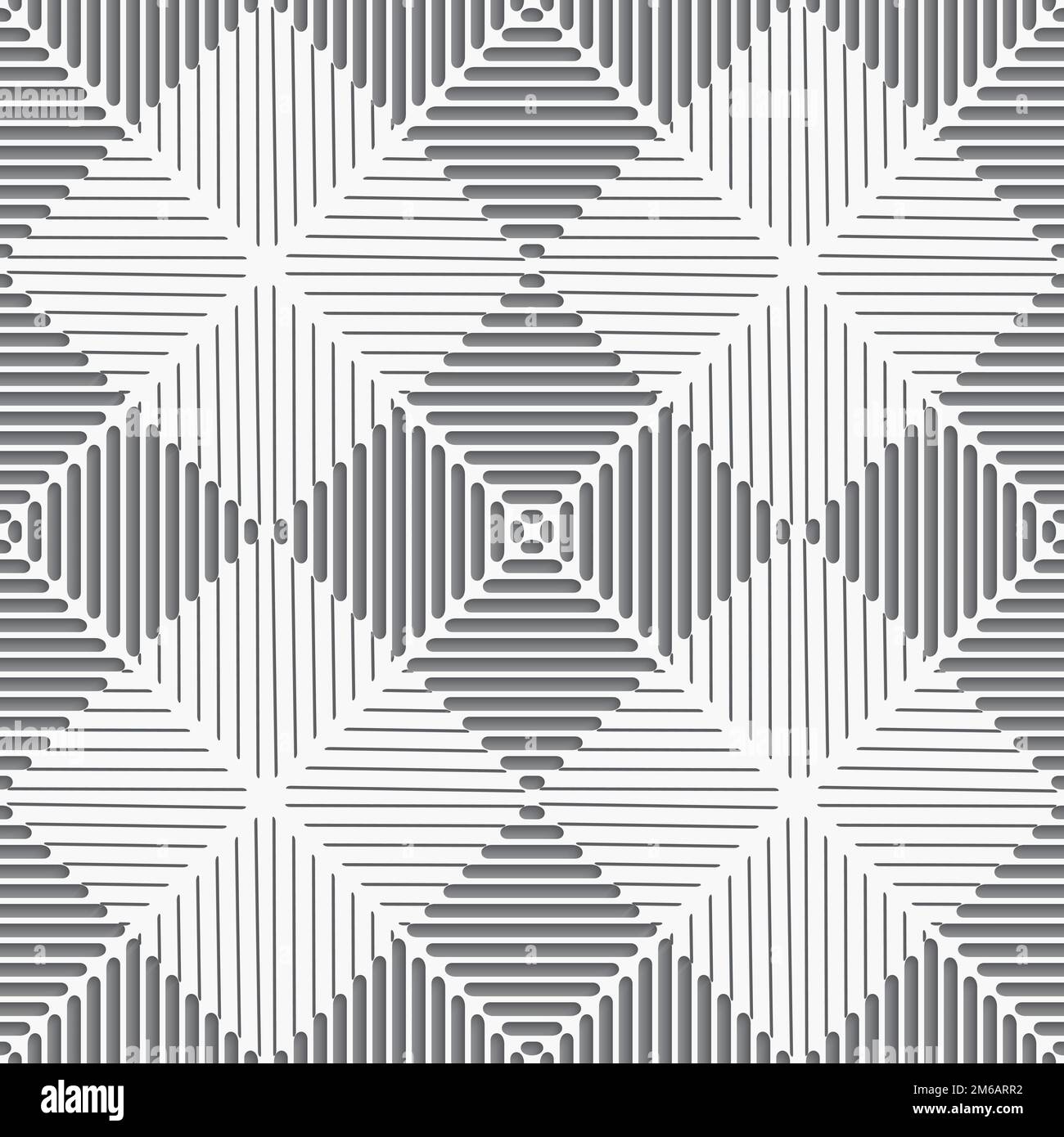 Nahtlose weiße Quadrate mit Schnittlinien Stockfoto
