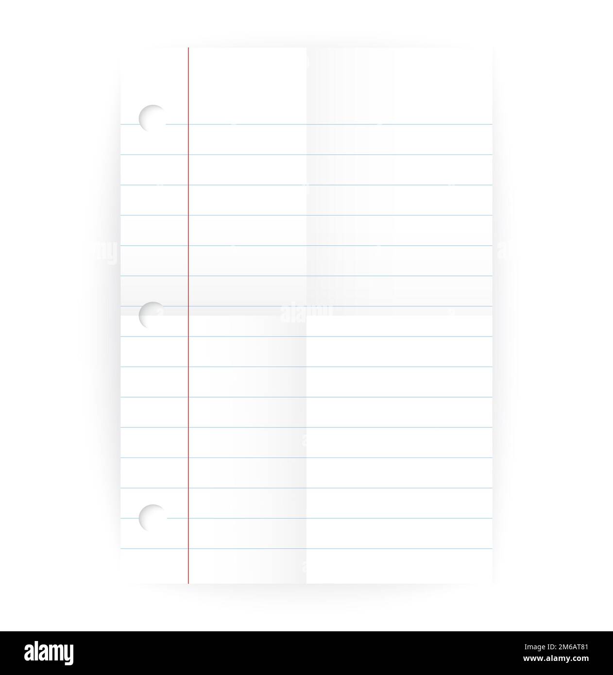 Vektornotepad linierte leere Seite mit Falzungen Stockfoto