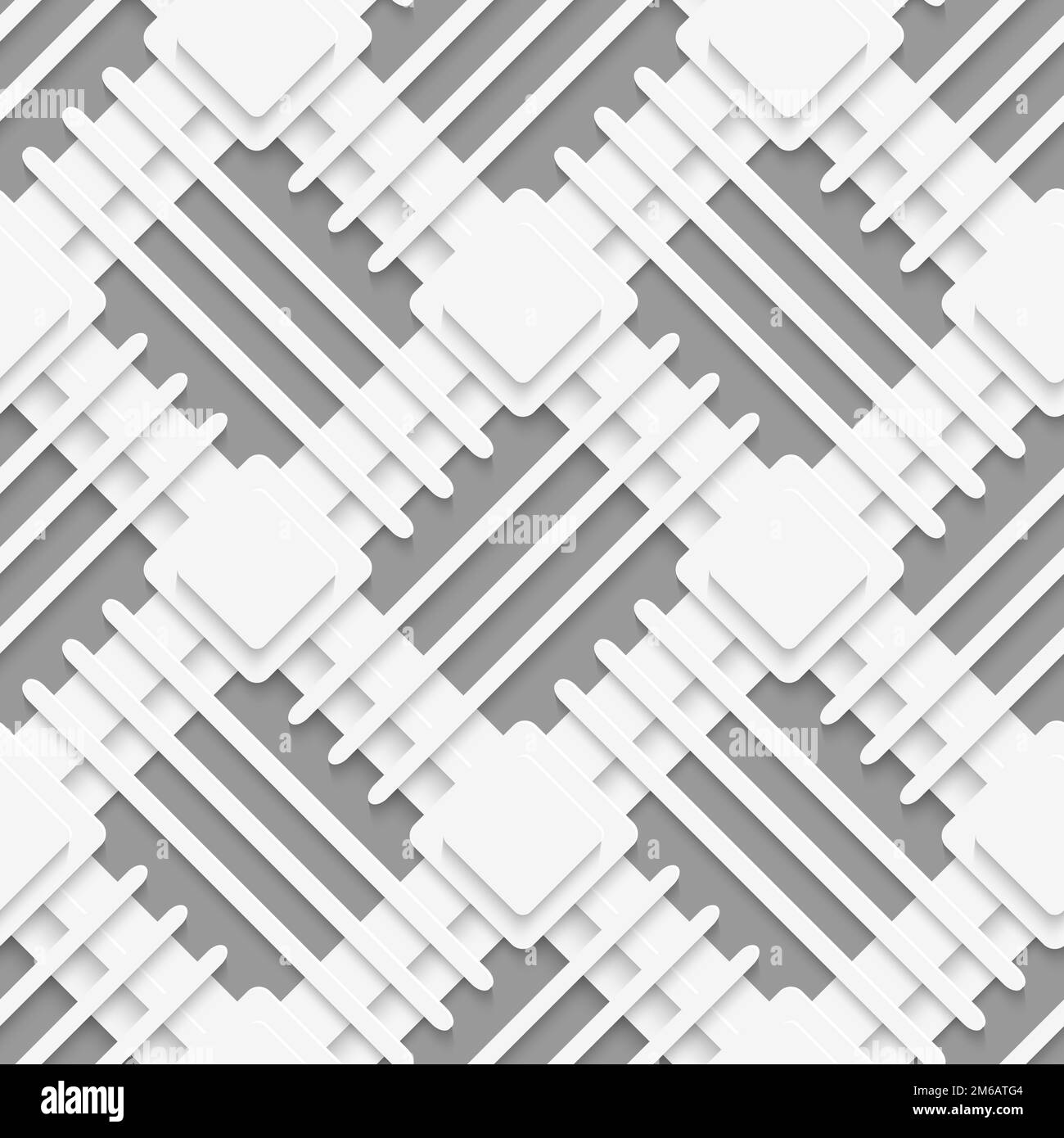 Weiße Quadrate und Linien auf Grau Stockfoto