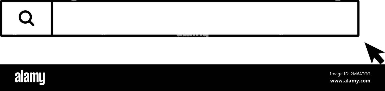 Suchfeld mit breitem Eingabebereich. Web-Suchleiste und Mauszeiger. Internet-Suchmaschine. Bearbeitbarer Vektor. Stock Vektor