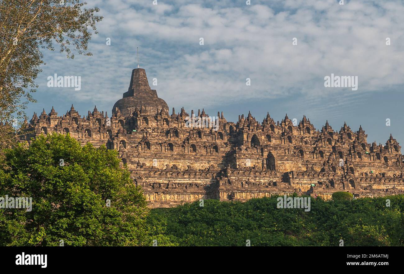 Borobudur Tempel bei Sonnenaufgang, Java, Indonesien Stockfoto