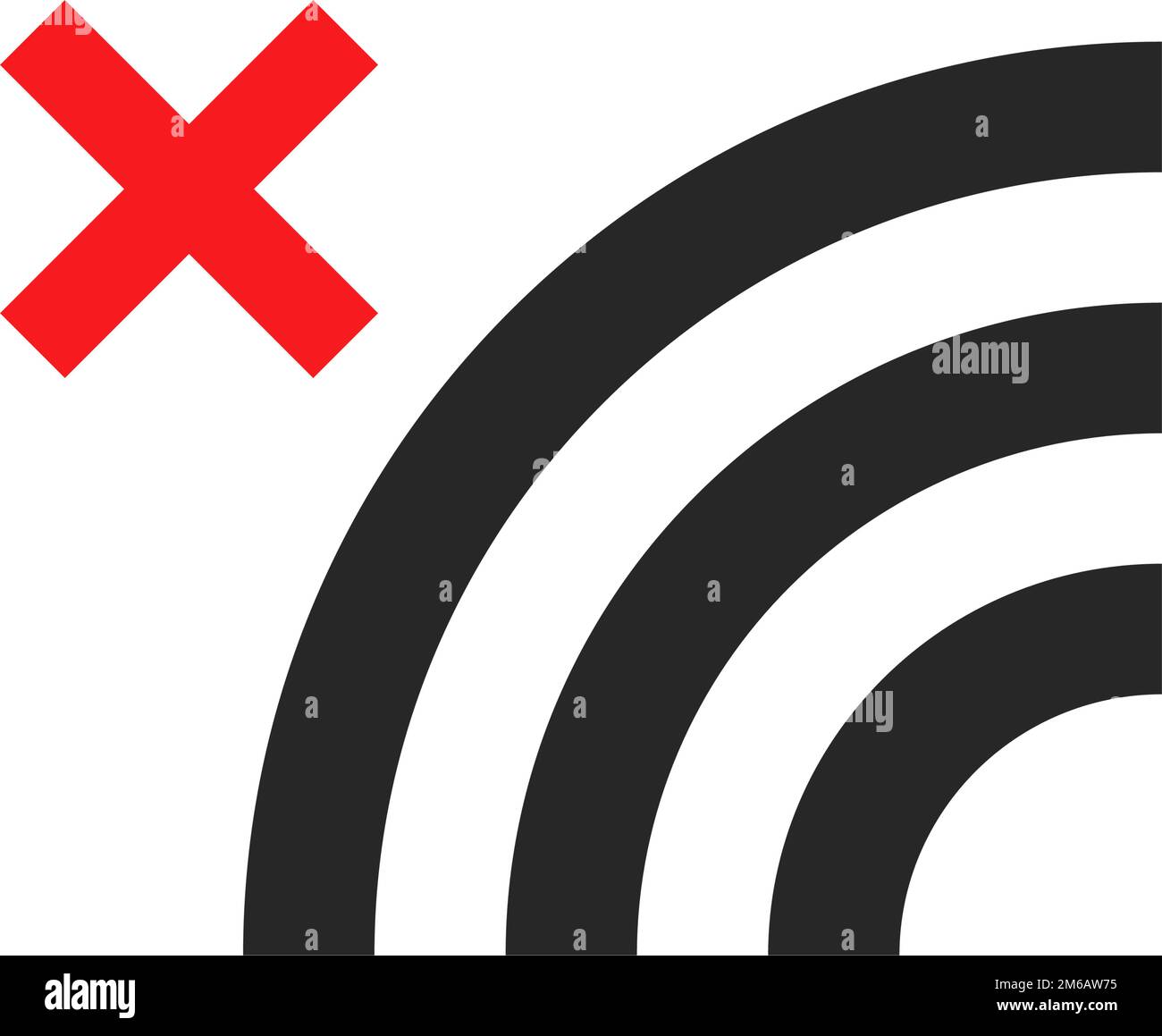 Verbietet die Verwendung von Funkwellen und WLAN. Einschränkungen bei der Internetkommunikation. Bearbeitbarer Vektor. Stock Vektor