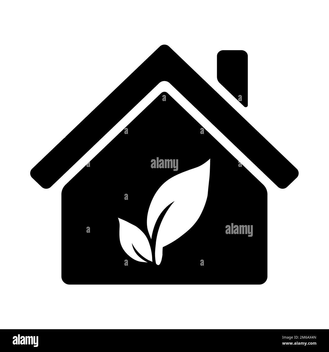 Haus mit Pflanzensymbol in Schwarz Stock Vektor