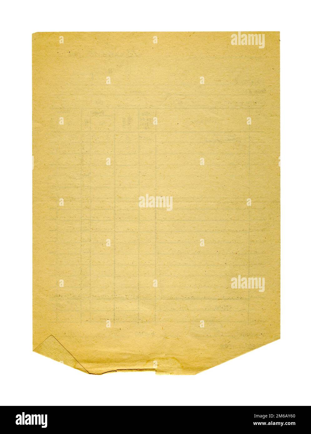 Altes zerknittertes Papier, isoliert auf weißem Hintergrund Stockfoto