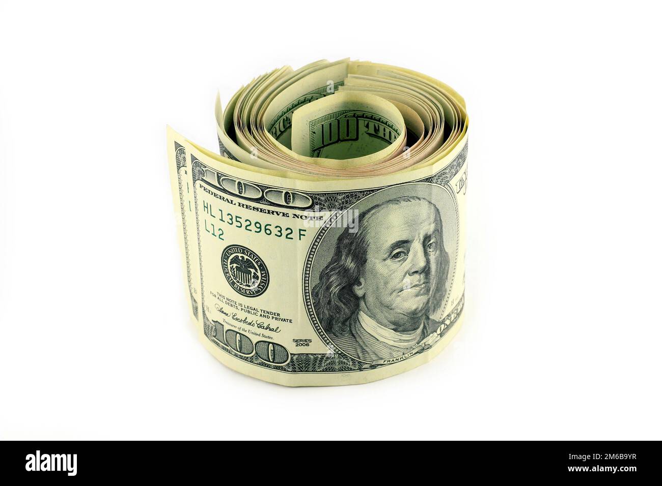 Falten, 100-Dollar-Scheine Stockfoto