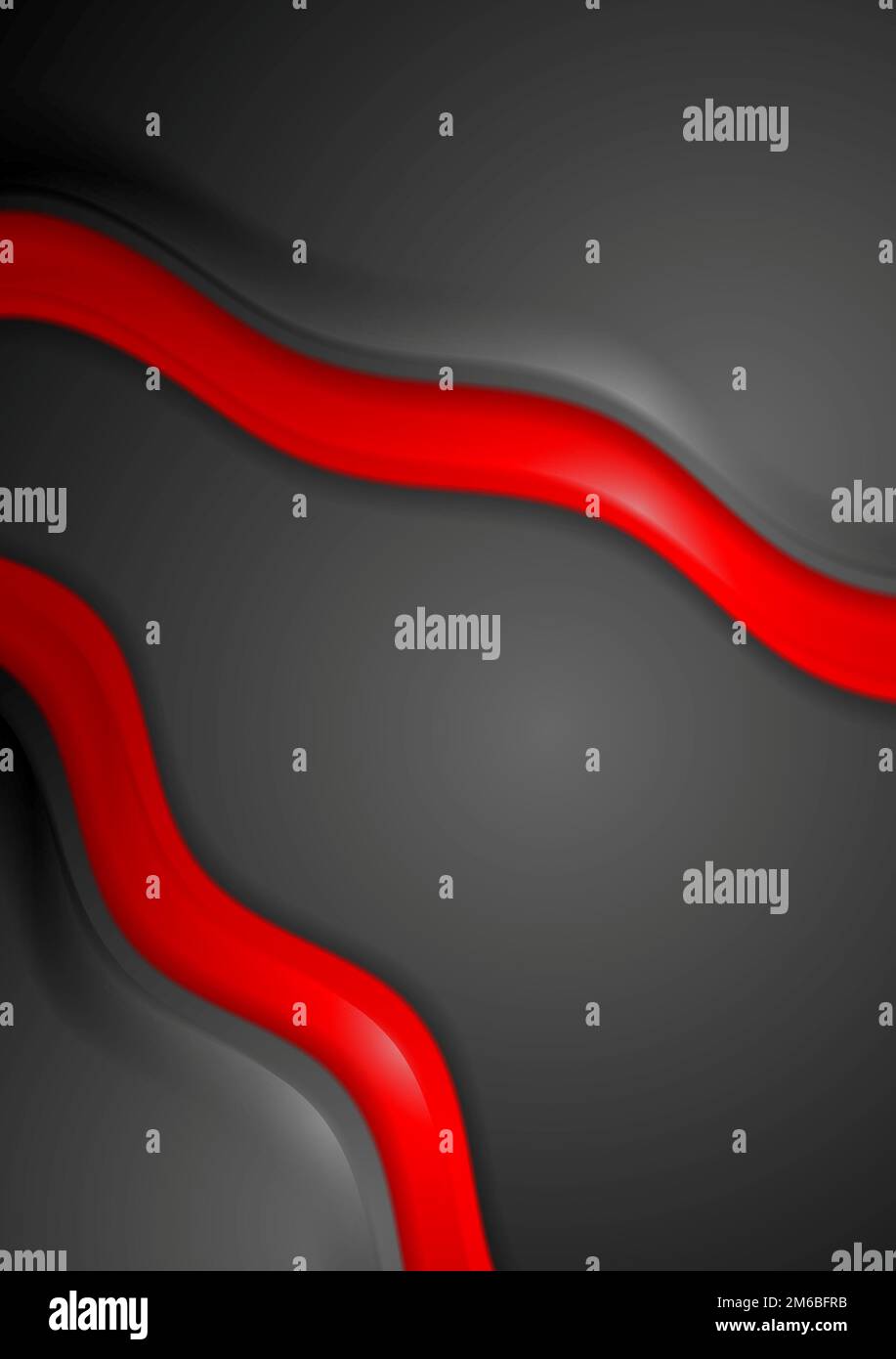 Glatte rote und schwarze Wellen im Unternehmenshintergrund Stockfoto