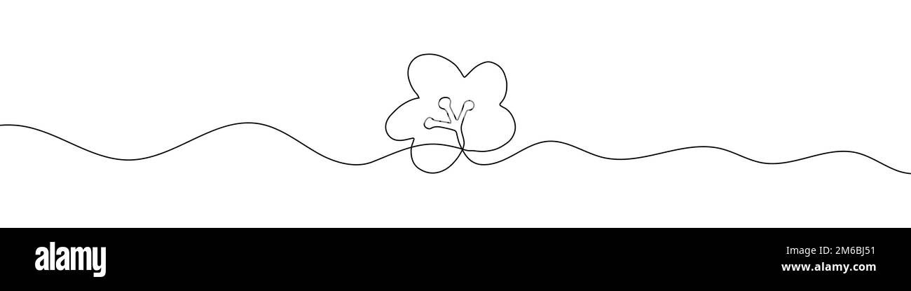Kontinuierliche lineare Zeichnung des Blumensymbols. Hintergrund für einzeilige Zeichnung. Vektordarstellung. Lineare Zeichnung des Blütensymbols Stock Vektor
