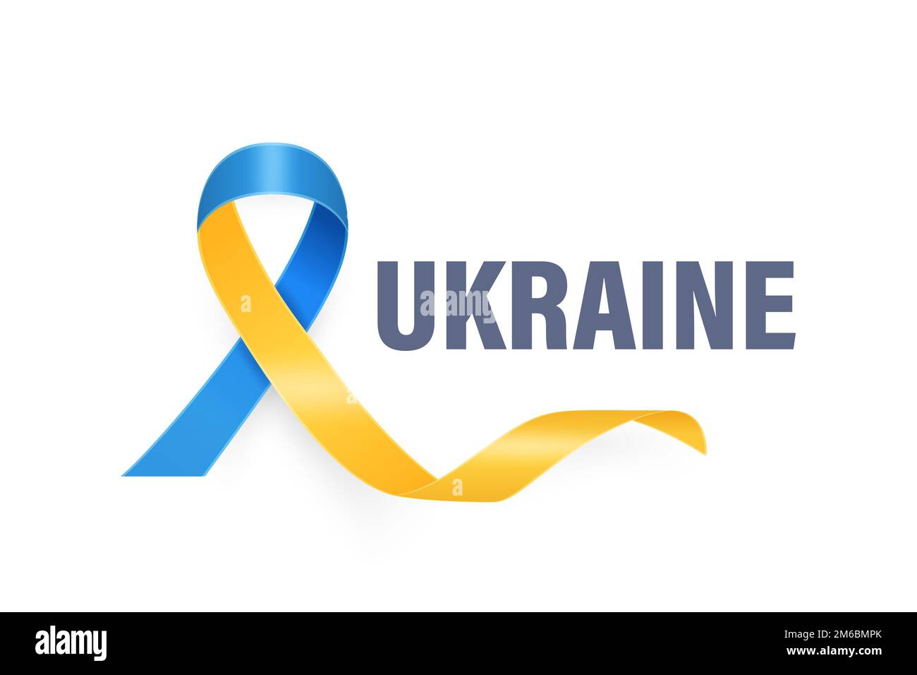 Ukrainisches Symbol. Antiwar-Symbol des Friedens – Blau- und Gelbes Seidenband auf weißem Hintergrund. Farben Der Ukrainischen Flagge. Kämpfen, Protestieren, Die Ukraine Unterstützen Stock Vektor