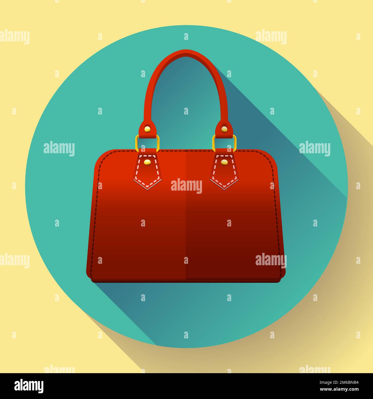 Rote Frauen Hand Tasche Modeikone. Flache Design-Stil. Stockfoto