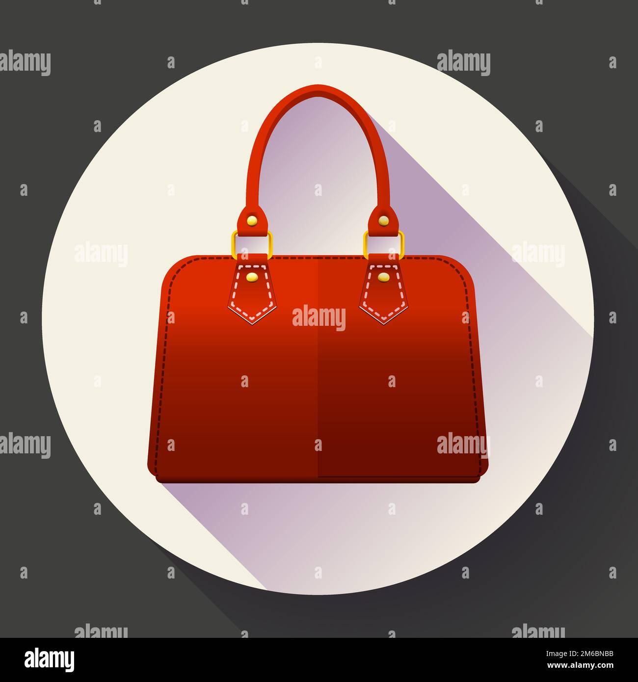 Rote Frauen Hand Tasche Modeikone. Flache Design-Stil. Stockfoto