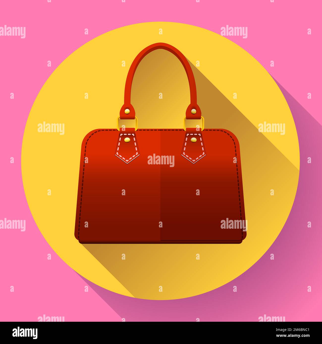 Rote Frauen Hand Tasche Modeikone. Flache Design-Stil. Stockfoto