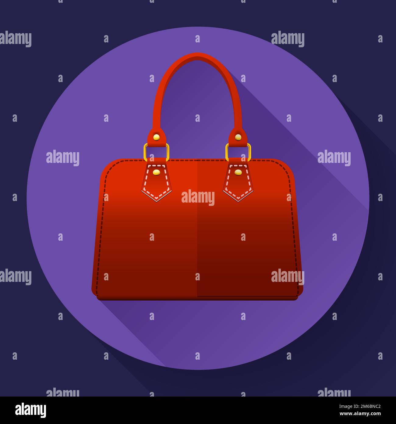 Rote Frauen Hand Tasche Modeikone. Flache Design-Stil. Stockfoto