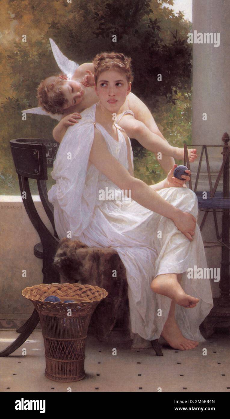 Le Travail Interrompu (Arbeit unterbrochen), gemalt vom französischen Maler William-Adolphe Bouguereau aus dem 19. Jahrhundert im Jahr 1891 Stockfoto