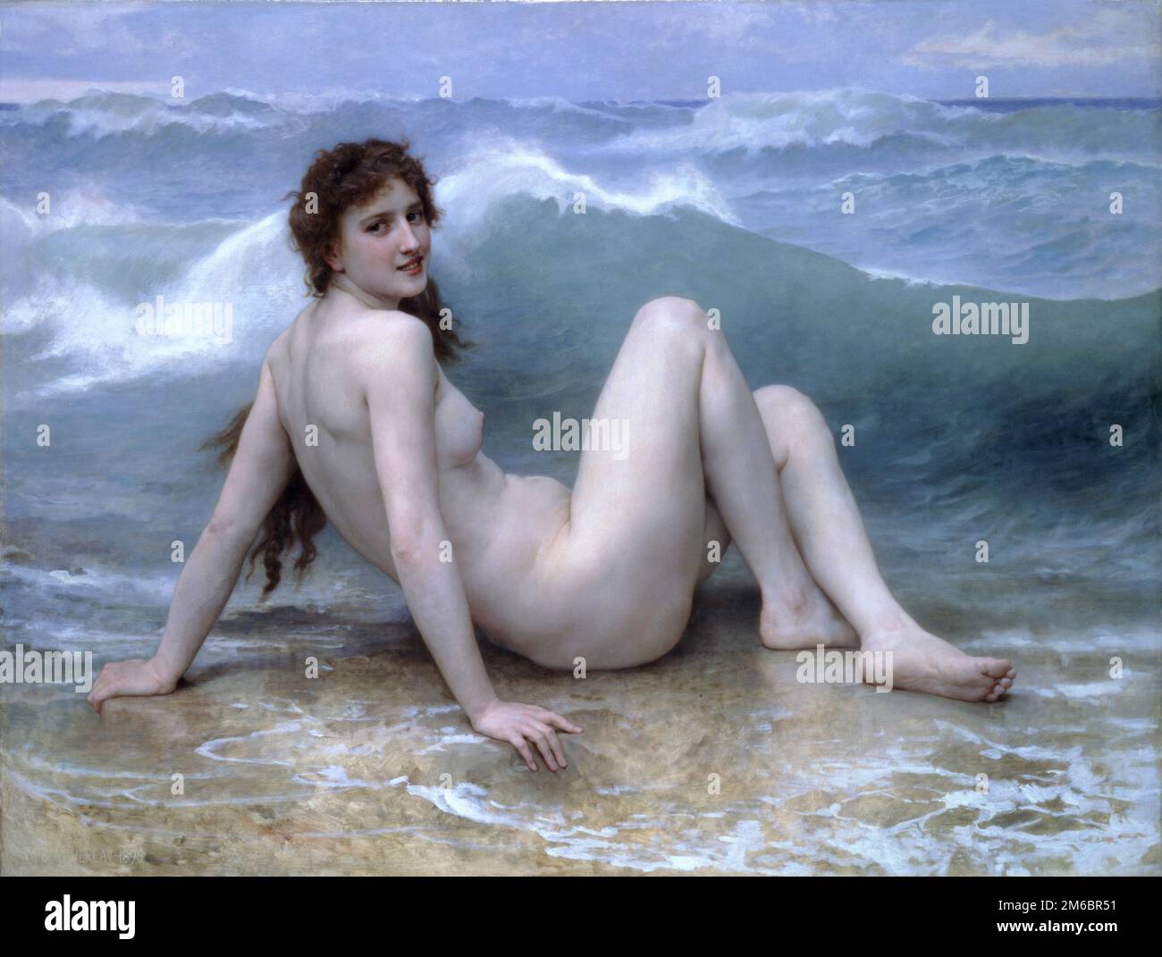 La Vague (die Welle), gemalt vom französischen Maler William-Adolphe Bouguereau aus dem 19. Jahrhundert im Jahr 1896. Das Modell für das Gemälde war Odile Charpentier Stockfoto