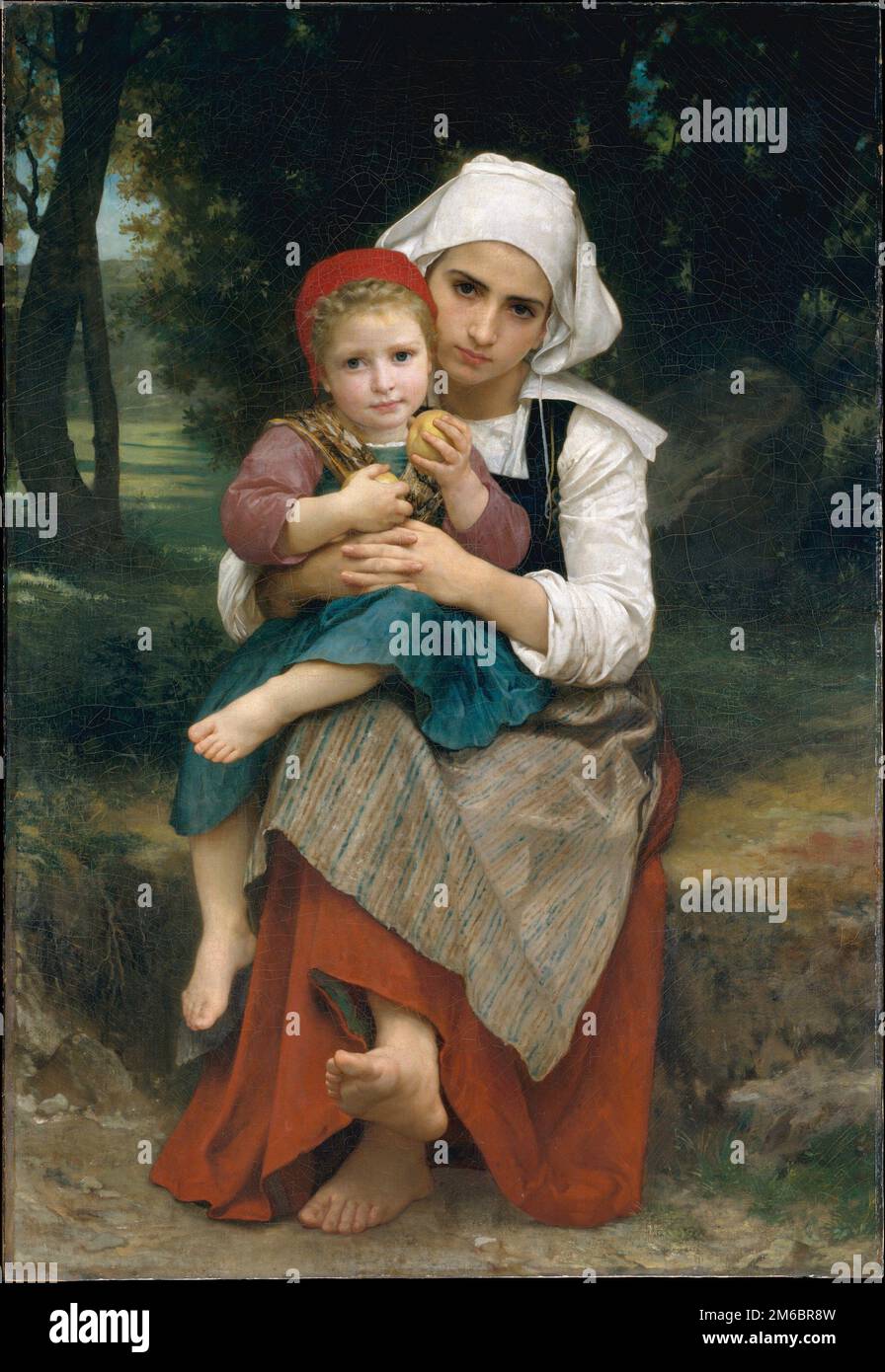 Frère et soeur bretons (Breton Brother and Sister), gemalt vom französischen Maler William-Adolphe Bouguereau aus dem 19. Jahrhundert in (1871 Stockfoto