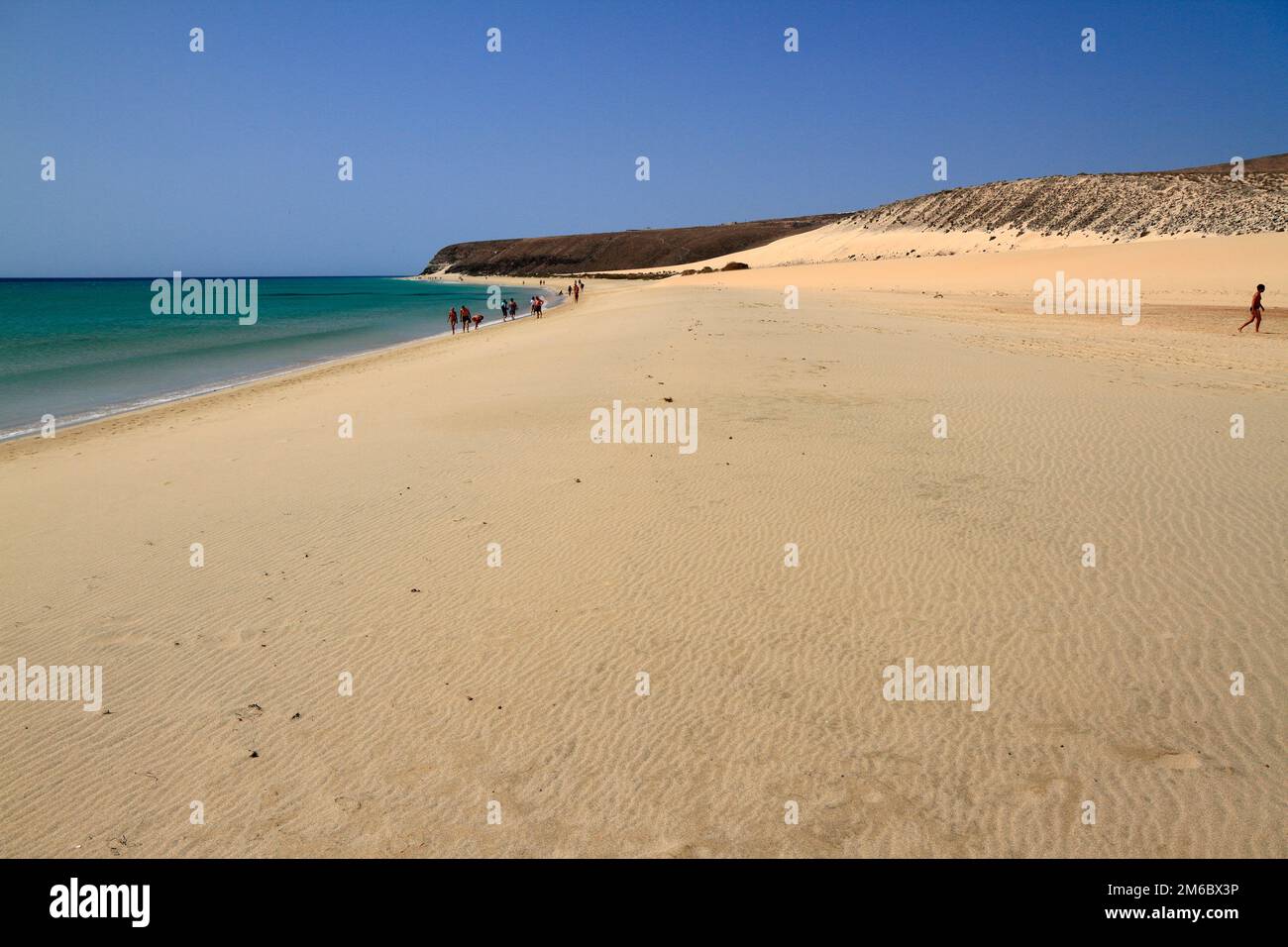 Die berühmte Lagune in Risco El Paso in Playas de Sotavento, Fuerteventura Stockfoto