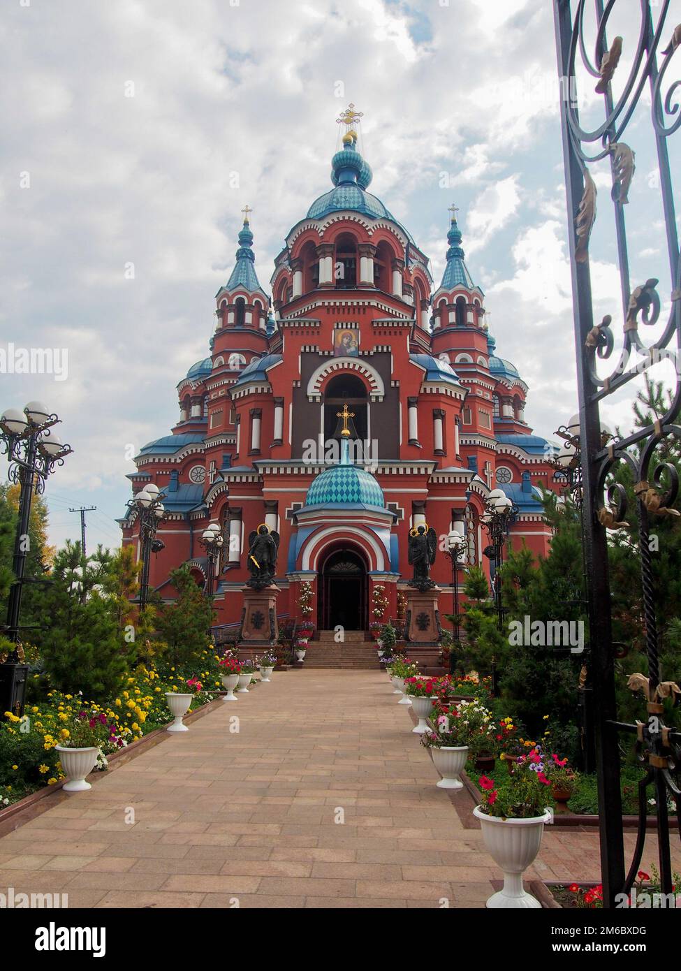 Rote kasanische Orthodoxe Kirche in Irkutsk Russland Stockfoto
