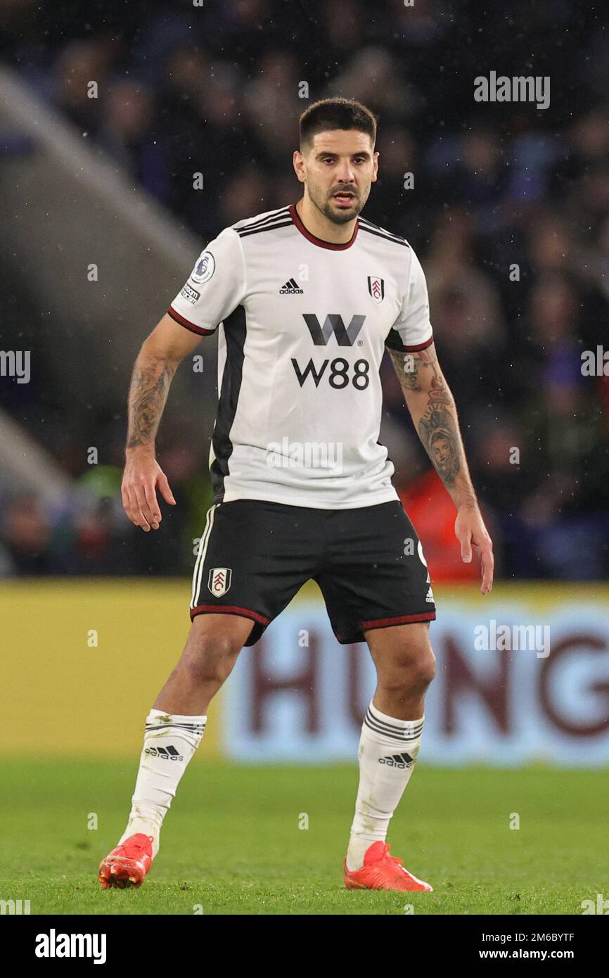 Leicester, Großbritannien. 03. Januar 2023. Aleksandar Mitrovi? #9 von Fulham während des Premier League-Spiels Leicester City gegen Fulham im King Power Stadium, Leicester, Vereinigtes Königreich, 3. Januar 2023 (Foto von Mark Cosgrove/News Images) in Leicester, Vereinigtes Königreich, am 1./3. Januar 2023. (Foto: Mark Cosgrove/News Images/Sipa USA) Guthaben: SIPA USA/Alamy Live News Stockfoto