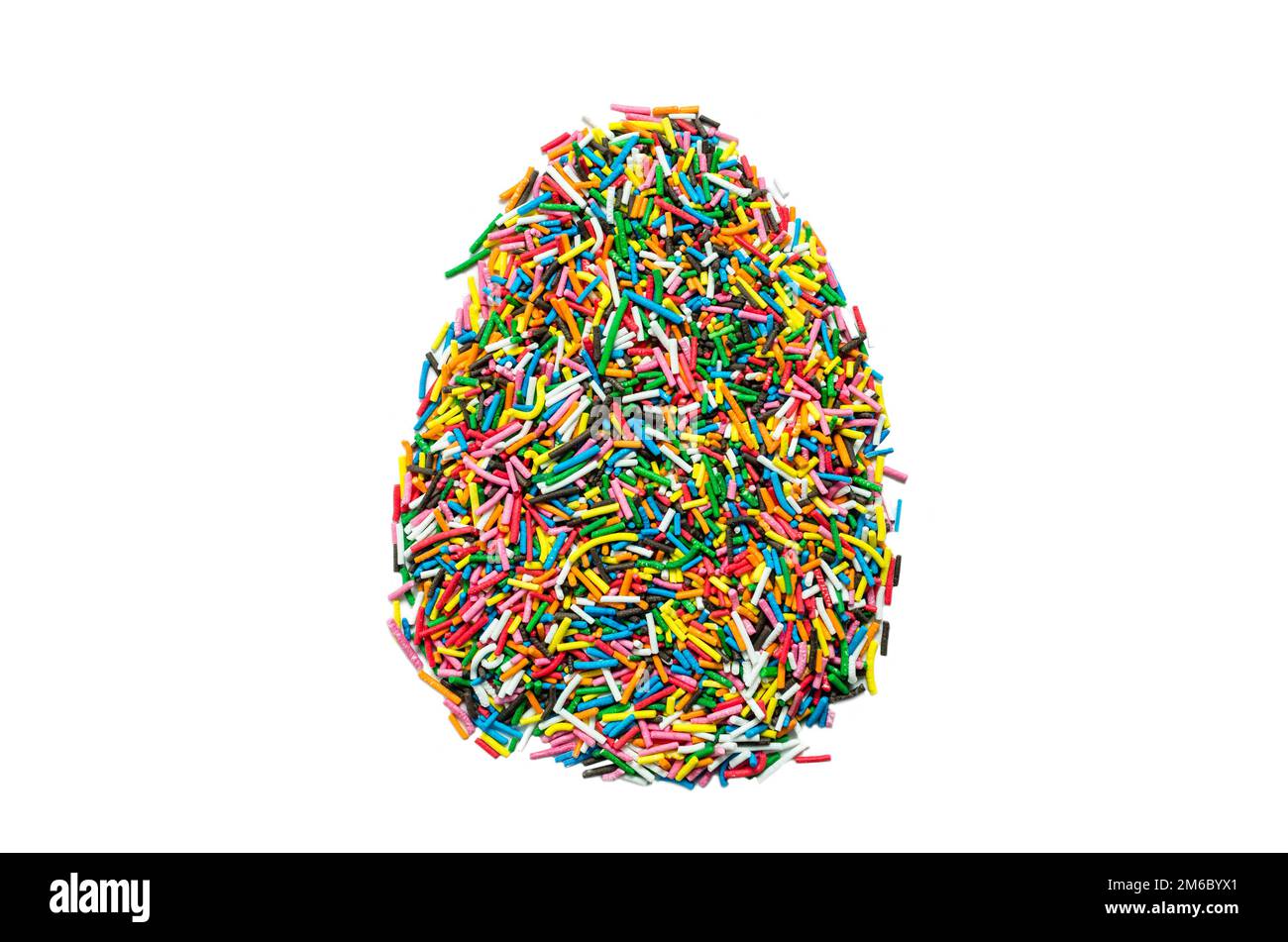 Osterferien Grußkarte oder Flugblatt Modell, Süßwaren in Form eines Eiers, Blick von oben Stockfoto