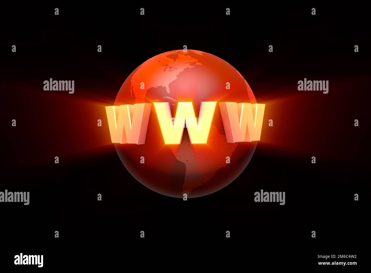 Globalisierung. Erstellung und Werbung für die Website. Rendering von 3D-Illustrationen. Stockfoto