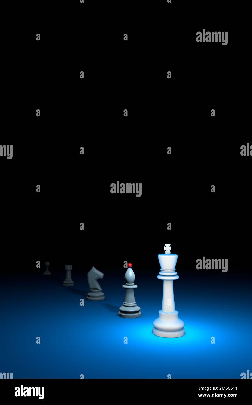 Prompt Karriere (Schach Metapher). 3D-Render Abbildung. Freier Platz für Text. Stockfoto