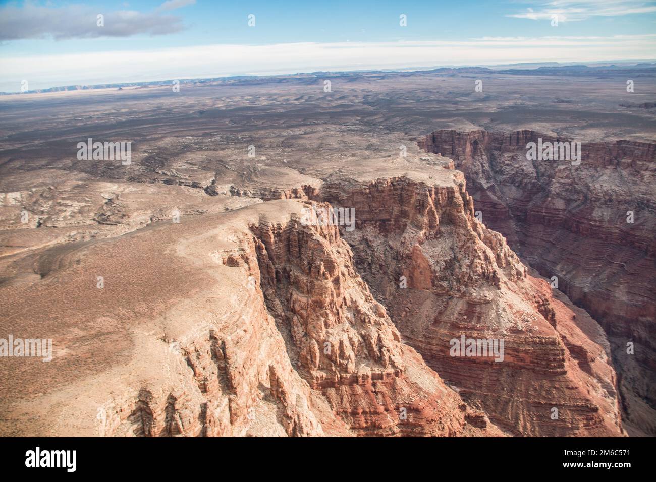 Blick über den Nordrand im Grand Canyon vom Hubschrauber Stockfoto