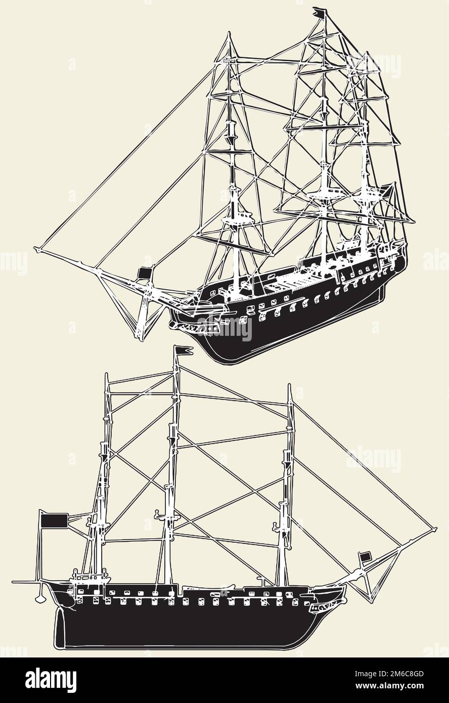 Der Vektor Des Antiken Schiffes Stock Vektor