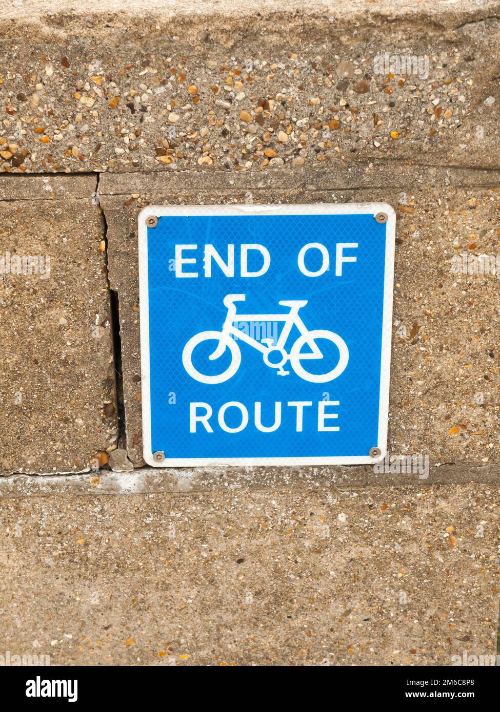 Ende der Route blau Radfahren mit dem Fahrrad Symbol Stockfoto