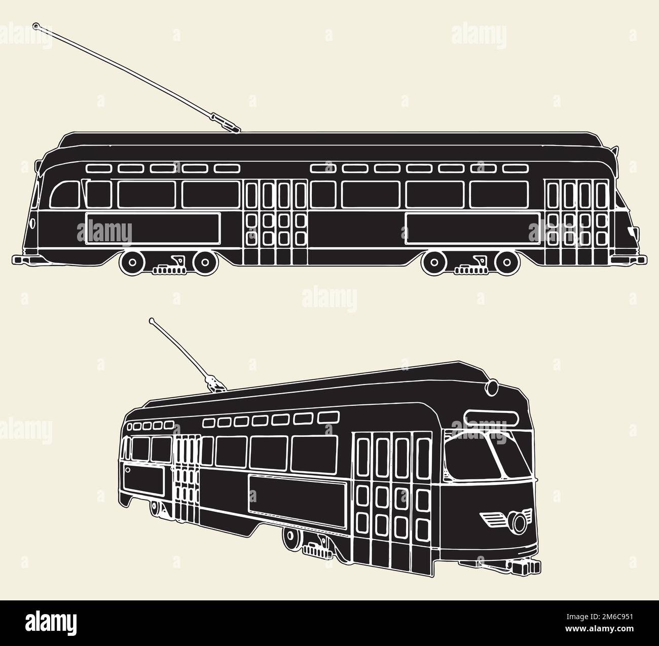 Alter Straßenbahn-Trolley Vector Stock Vektor