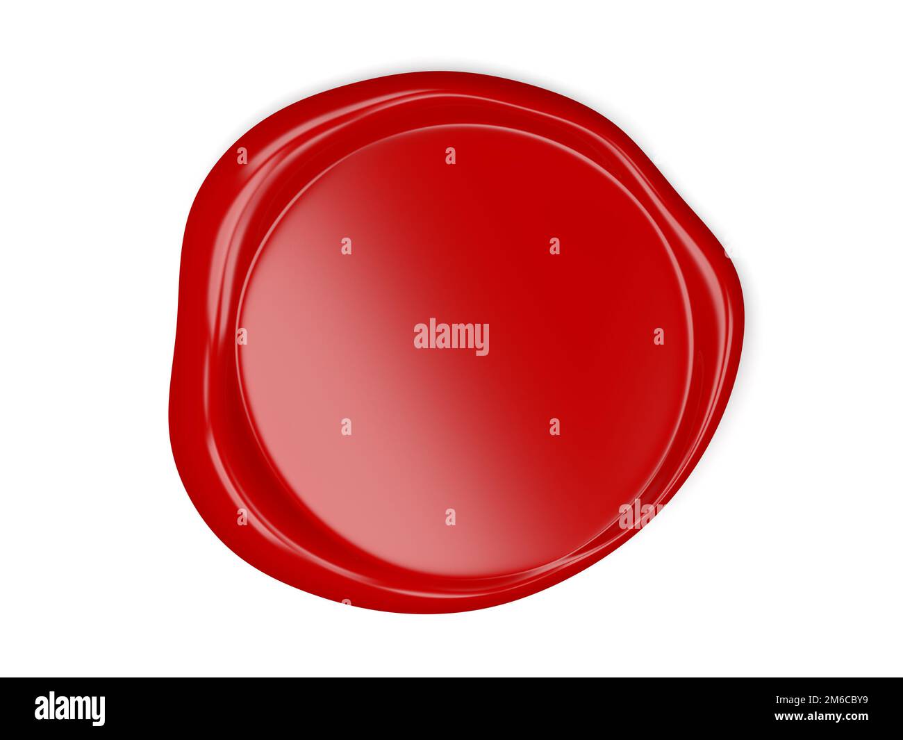 Rote Wachsdichtung isoliert auf weißem Hintergrund. 3D Abbildung. Stockfoto