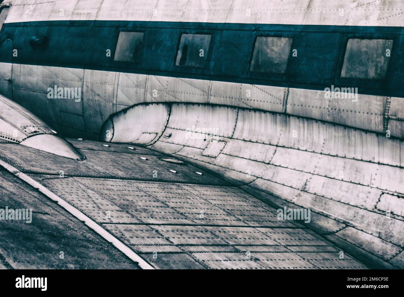 Hintergrund von Flügel und Kabine von Classic Metal Ebene. Stockfoto