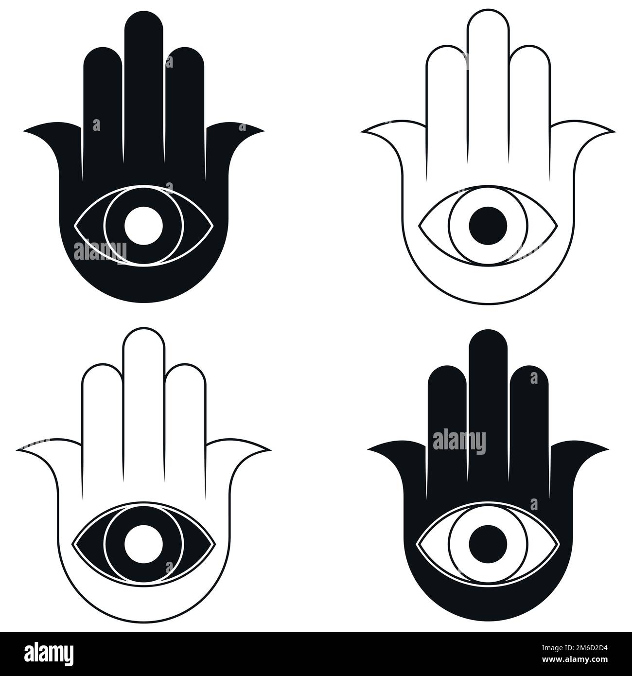 Hamsa-Schutzsymbol Vektordesign, Hand-von-fatima-Symbol, Illustration von Jamsa mit gottes Auge Stock Vektor