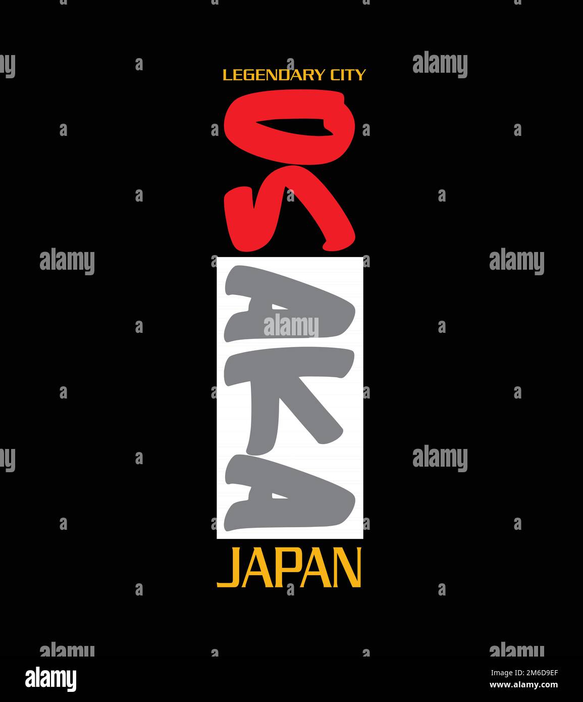 Die legendäre Schriftart „City Style“ von Osaka Japan ist für den T-Shirt-Druck einzigartig Stock Vektor